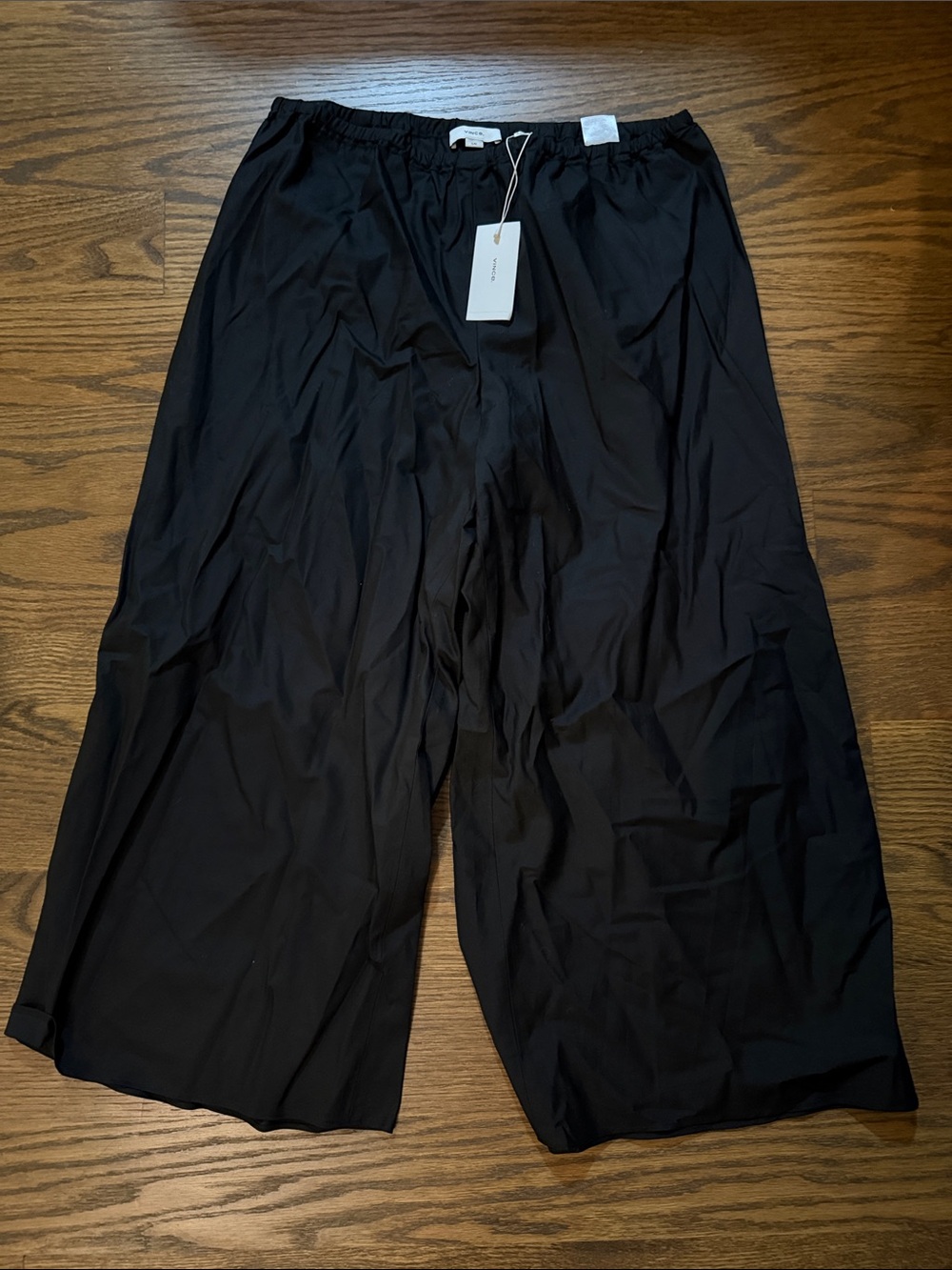 Vince Black Wide-Leg Elastic Waist Chinos